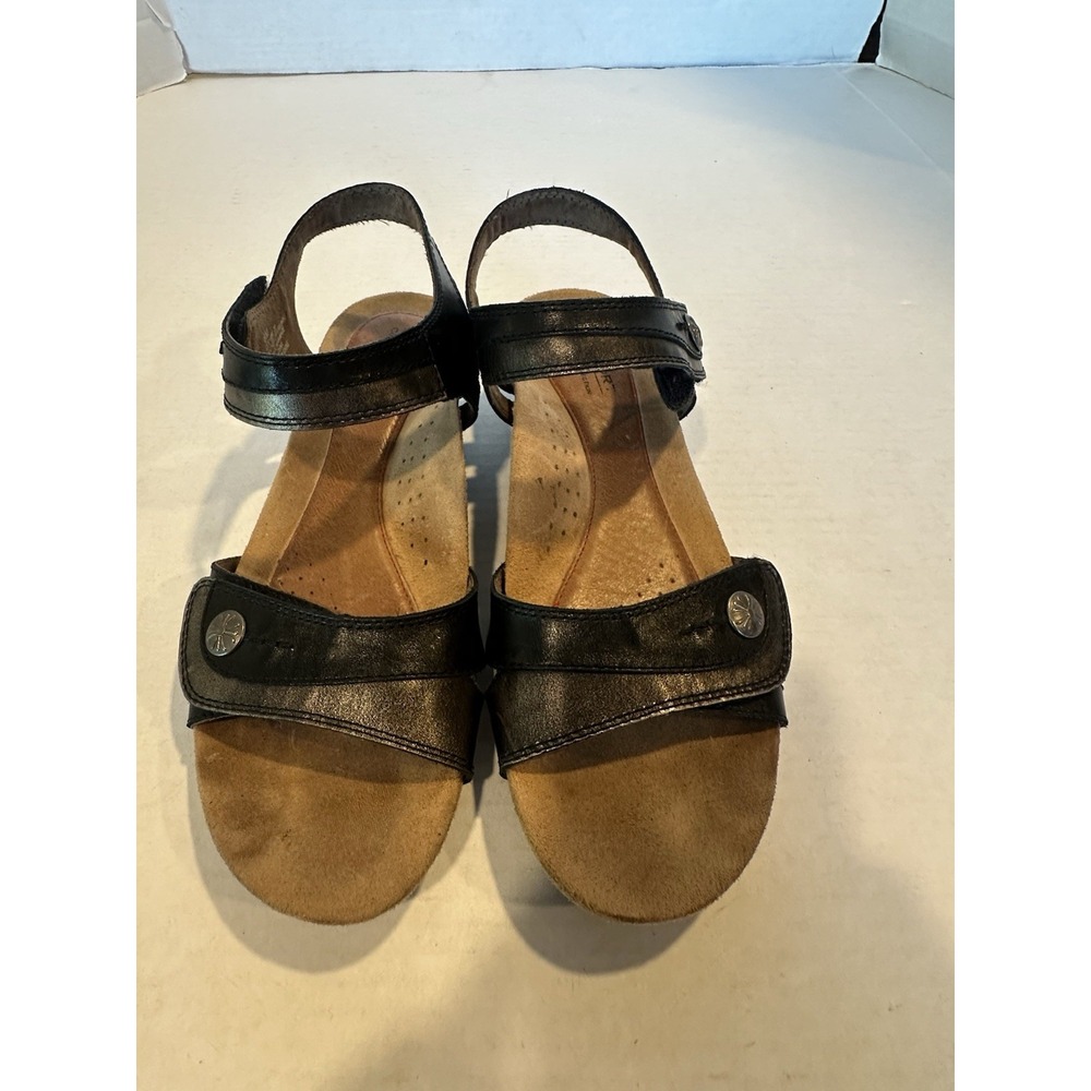 Rockport Cobb Hill Collection Sandals Leather Wedge Black Pewter Women's Size 8